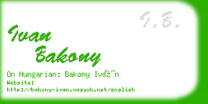 ivan bakony business card